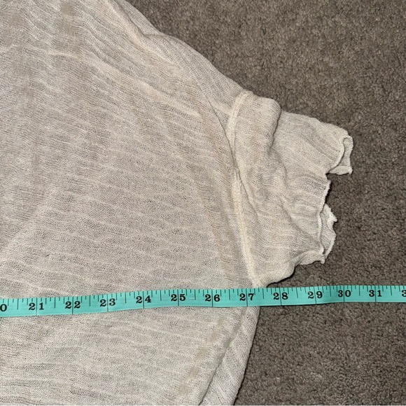 By Anthropologie Sheer Layering Top in cream striped short sleeves L/XL - Picture 12 of 13